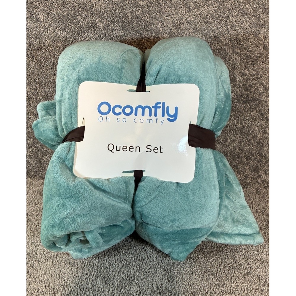 Ocomfly Queen set Teal Comforter pillow sham